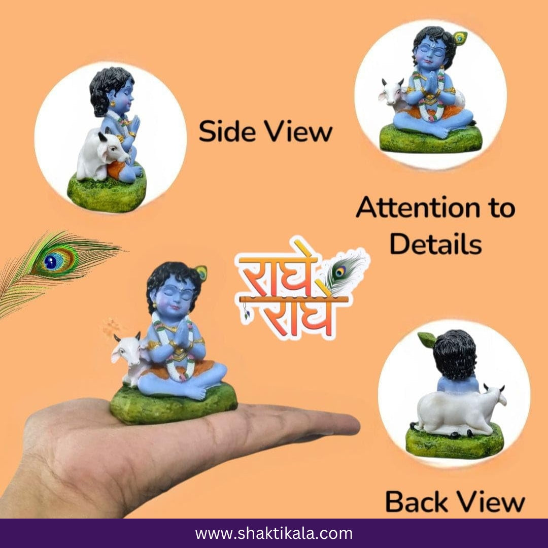 Bal Roop Krishna Idol with Cow – Gopal Murti