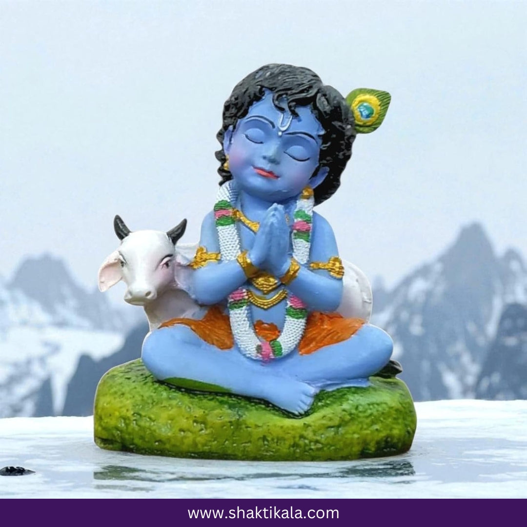 Bal Roop Krishna Idol with Cow – Gopal Murti