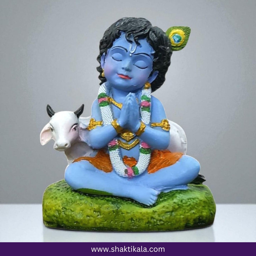 Bal Roop Krishna Idol with Cow – Gopal Murti
