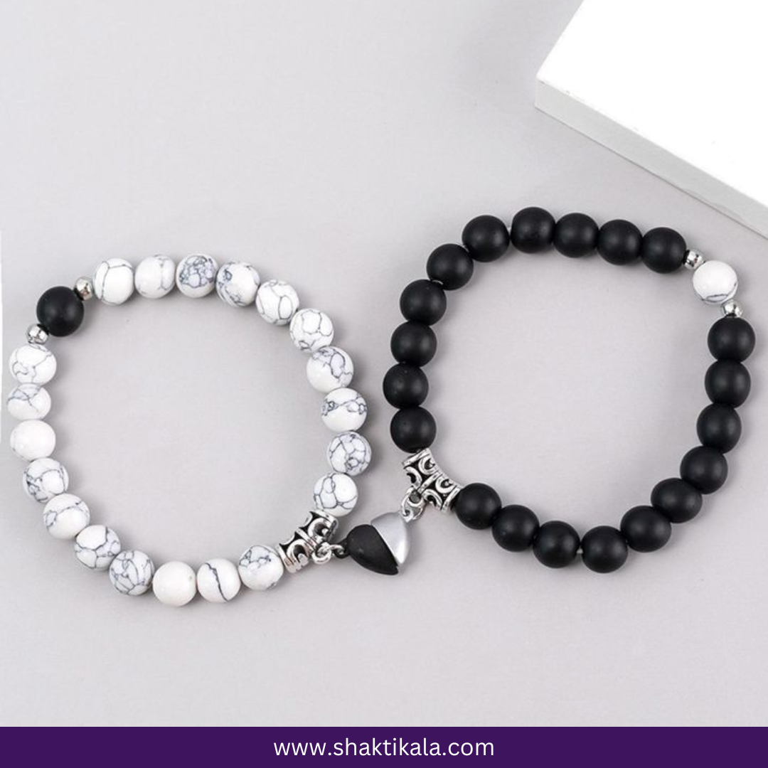 Magnetic Heart Beaded Couple Bracelet - For Him & Her