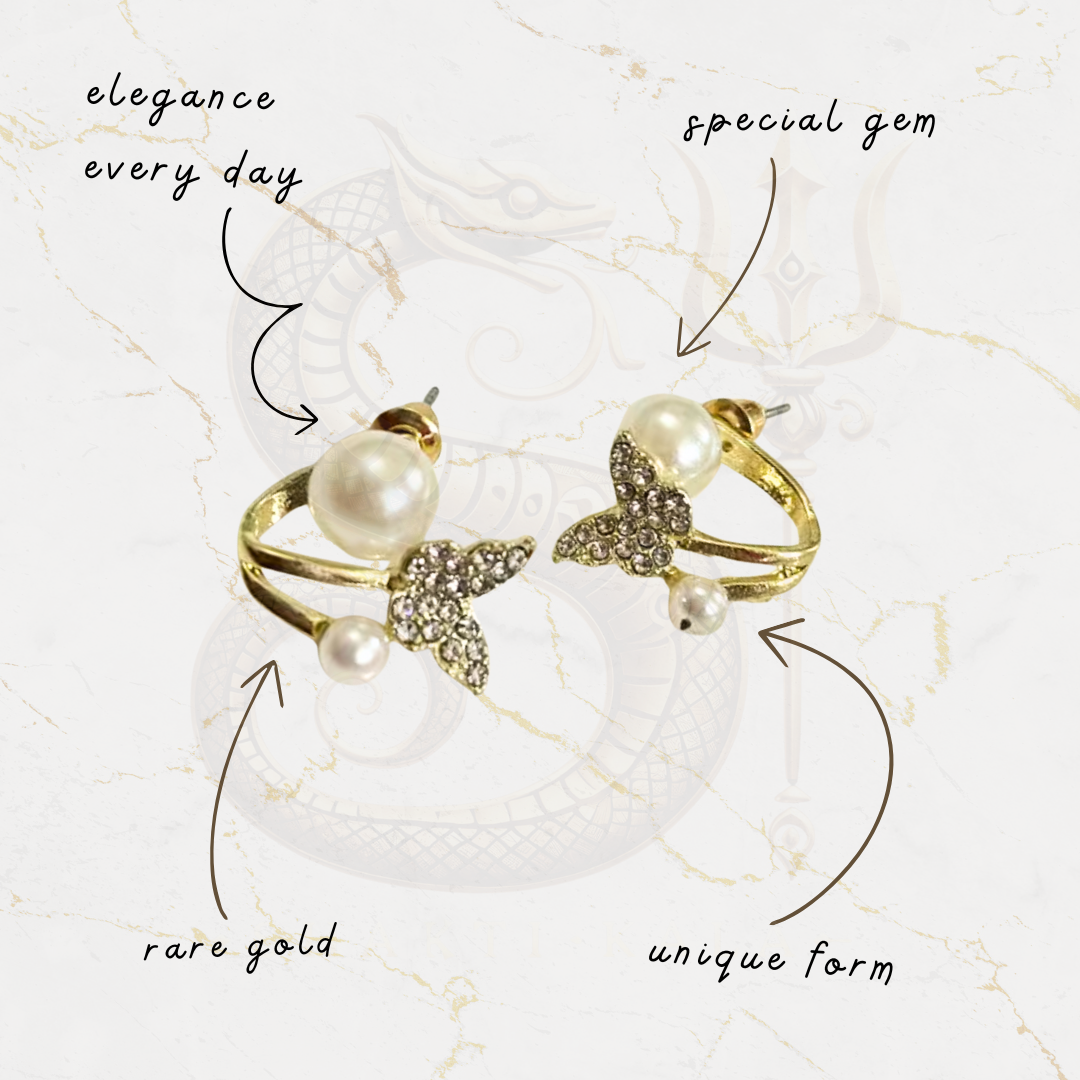 Anti-Tarnish, 18k Gold-Plated, Pearl-Studded Butterfly Korean Earrings
