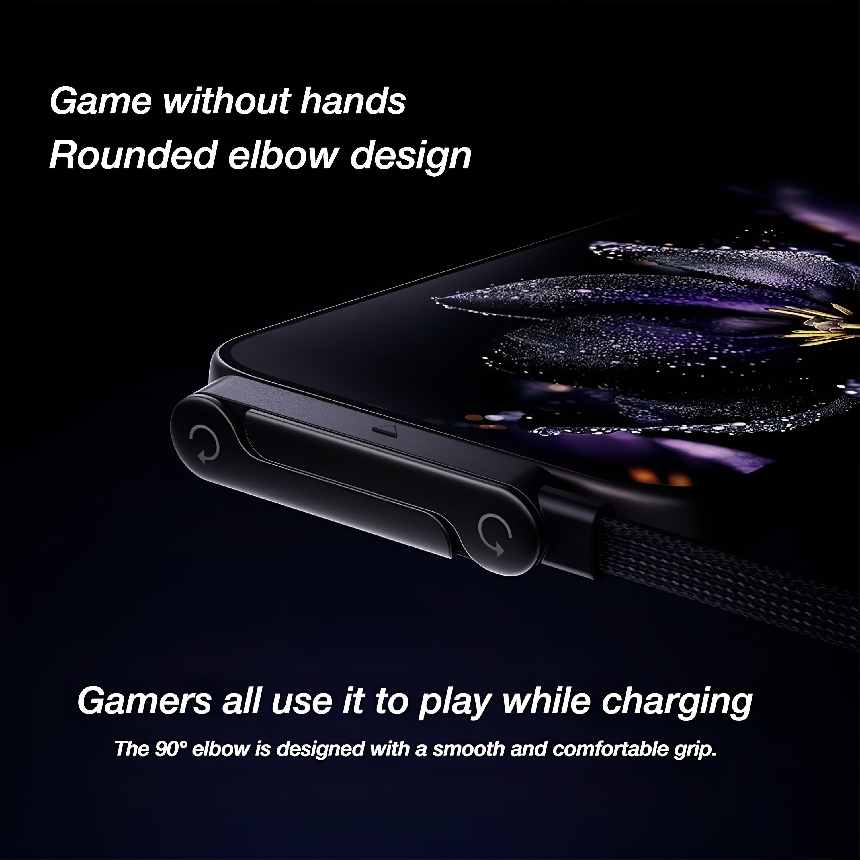 2-in-1 Sideways Phone Charger Cable with Stand | 240W Fast Charging USB-C to USB-C Cable | Invisible Phone Holder for Hands-Free Viewing & Gaming