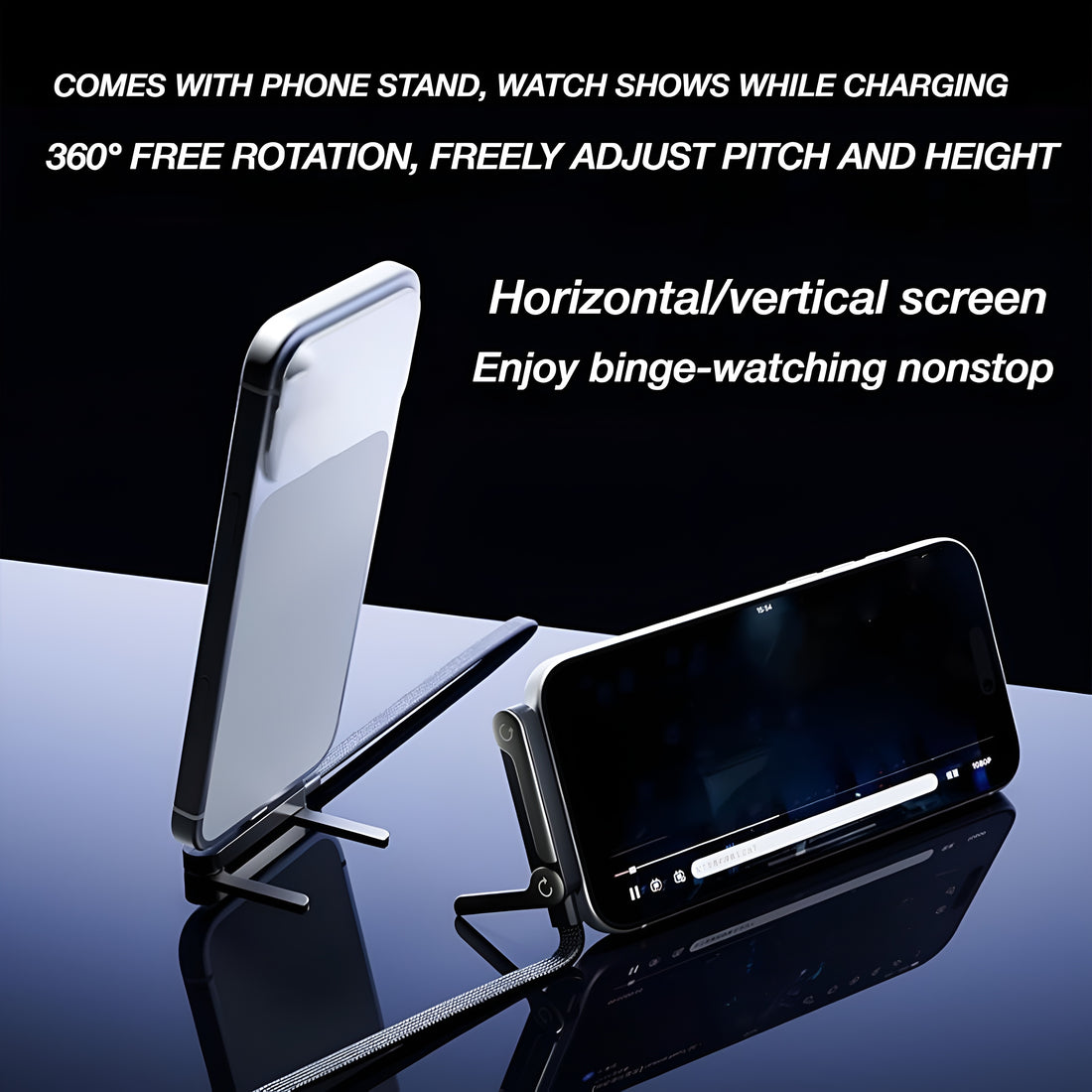 2-in-1 Sideways Phone Charger Cable with Stand | 240W Fast Charging USB-C to USB-C Cable | Invisible Phone Holder for Hands-Free Viewing & Gaming