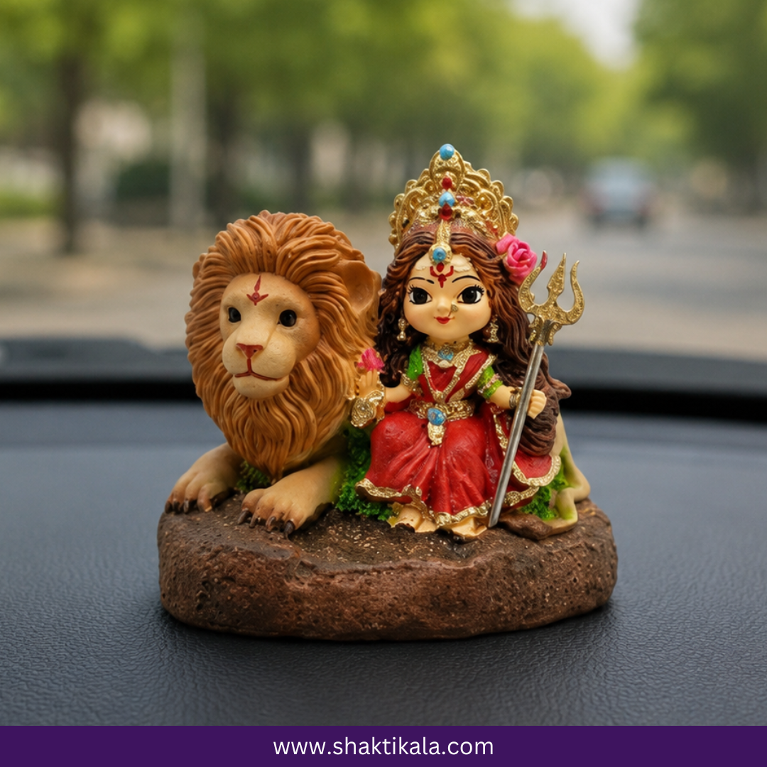 Maa Durga Idol with Lion | Sherawali Mata Murti for Home & Car