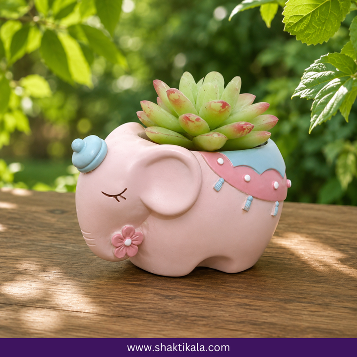Pink Elephant Succulent Planter Pot | Cute Ceramic Plant Holder