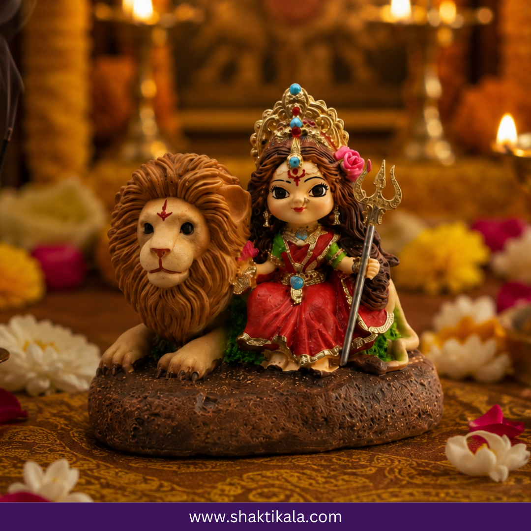 Maa Durga Idol with Lion | Sherawali Mata Murti for Home & Car