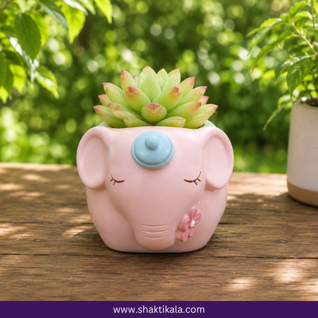 Pink Elephant Succulent Planter Pot | Cute Ceramic Plant Holder