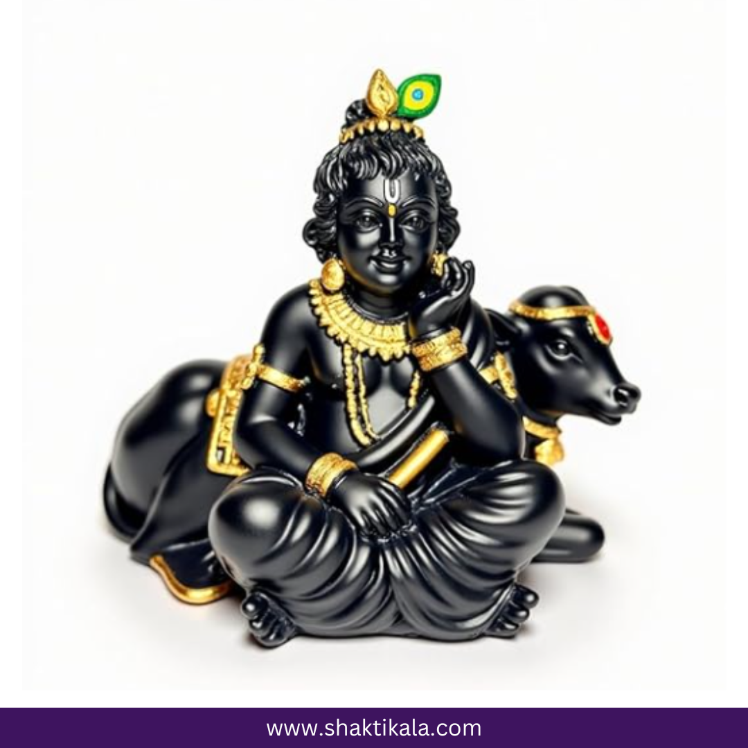 Kanha Ji with Cow Murti | Krishna Statue for Home & Car
