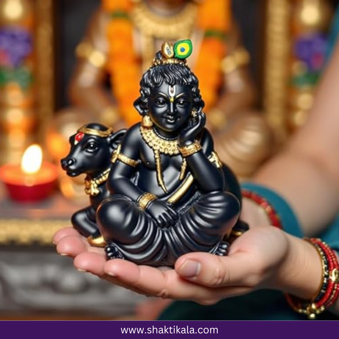Kanha Ji with Cow Murti | Krishna Statue for Home & Car