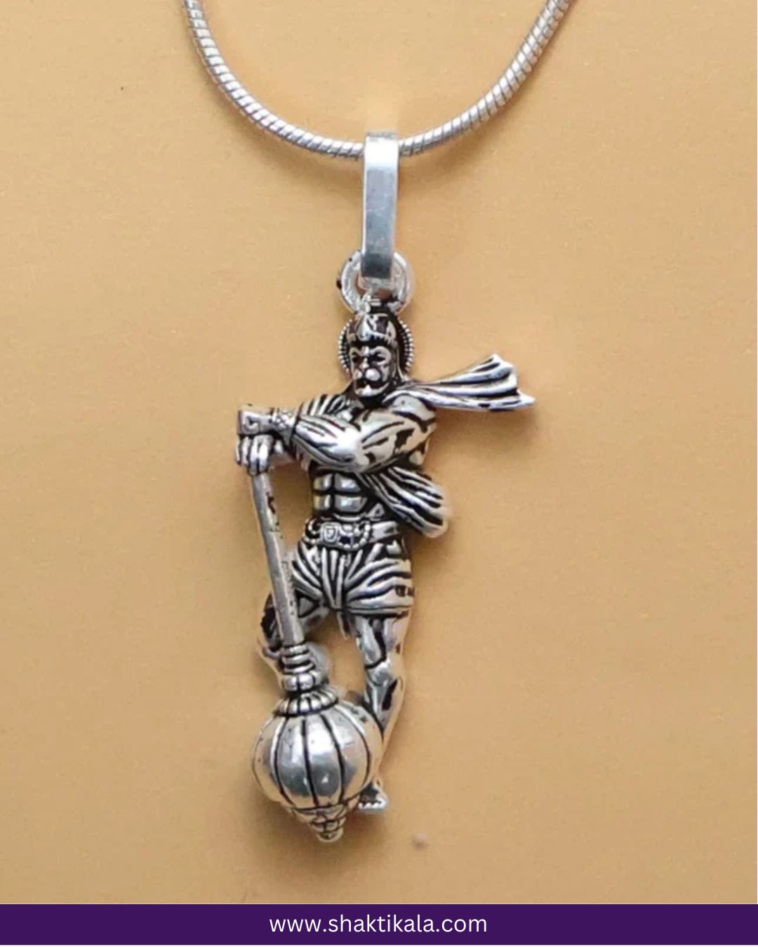 Hanumanji With Gada Silver Pendant Chain