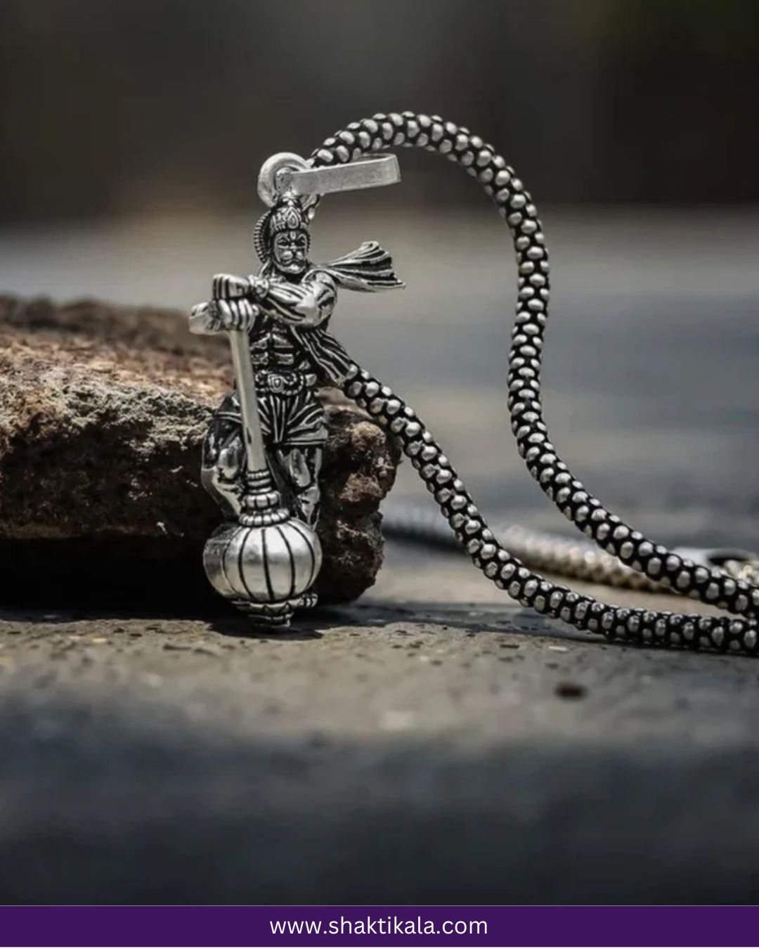 Hanumanji With Gada Silver Pendant Chain