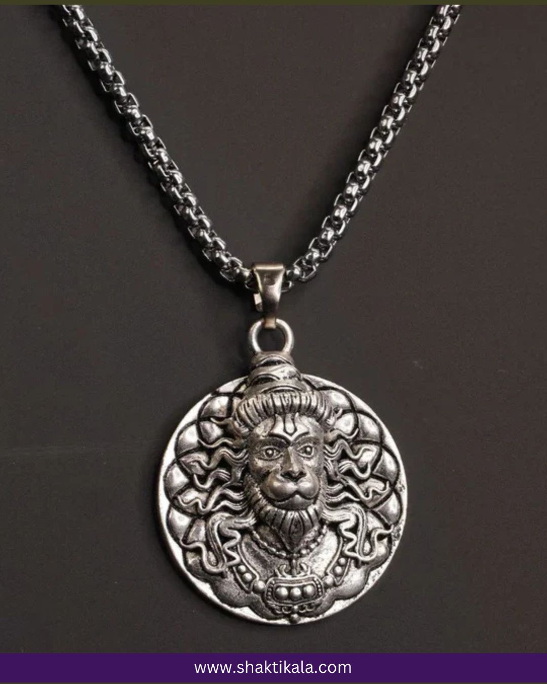 Silver Plated 3D Bajrangbali Hanuman Ji Pendant