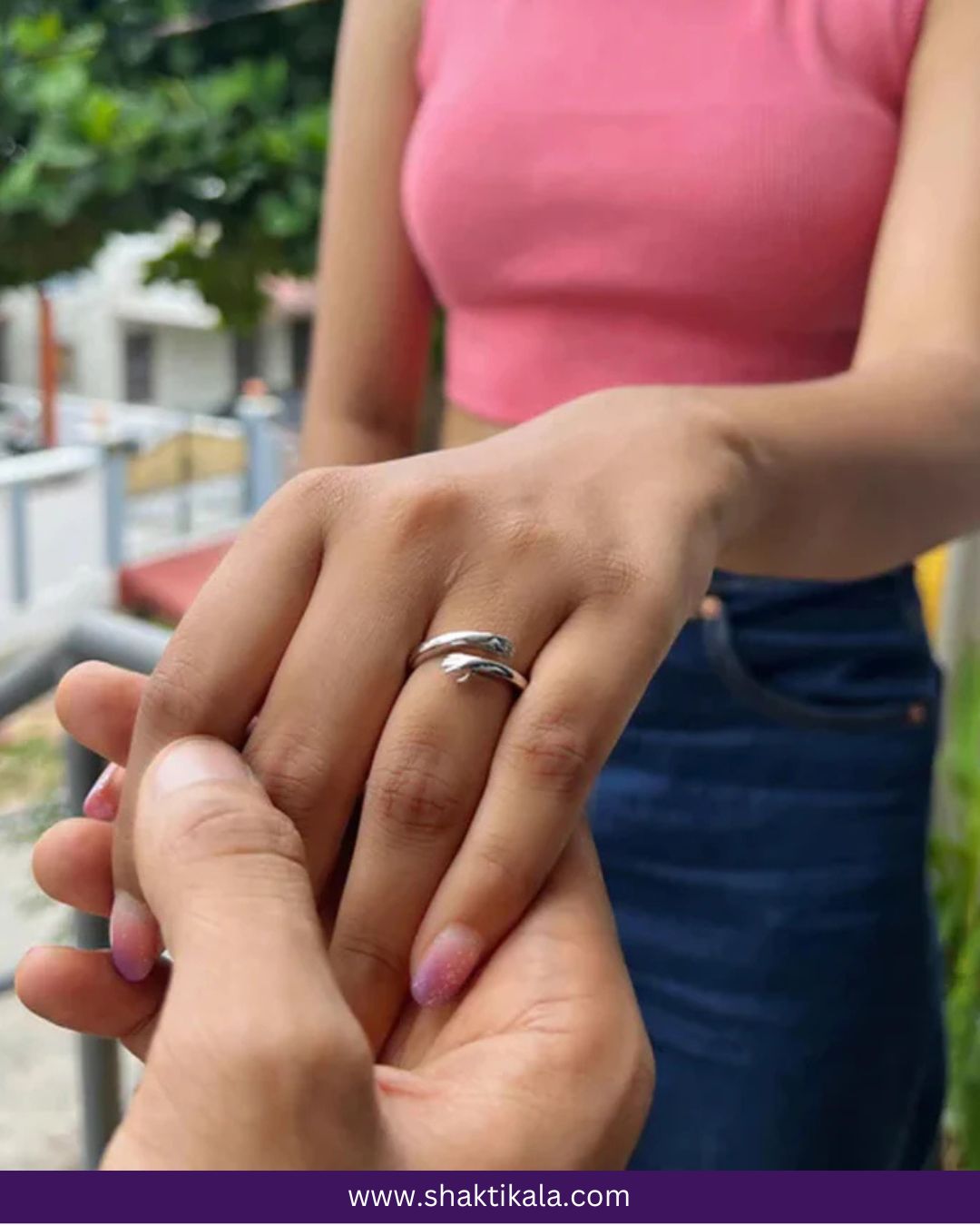 Get 2 Silver Plated Adjustable Hug Hand Ring | Couple Ring