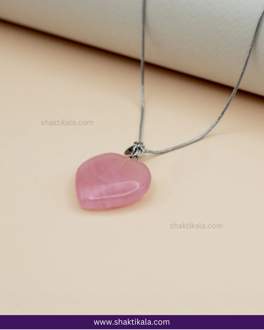 Rose Quartz Mini Heart Pendant Chain