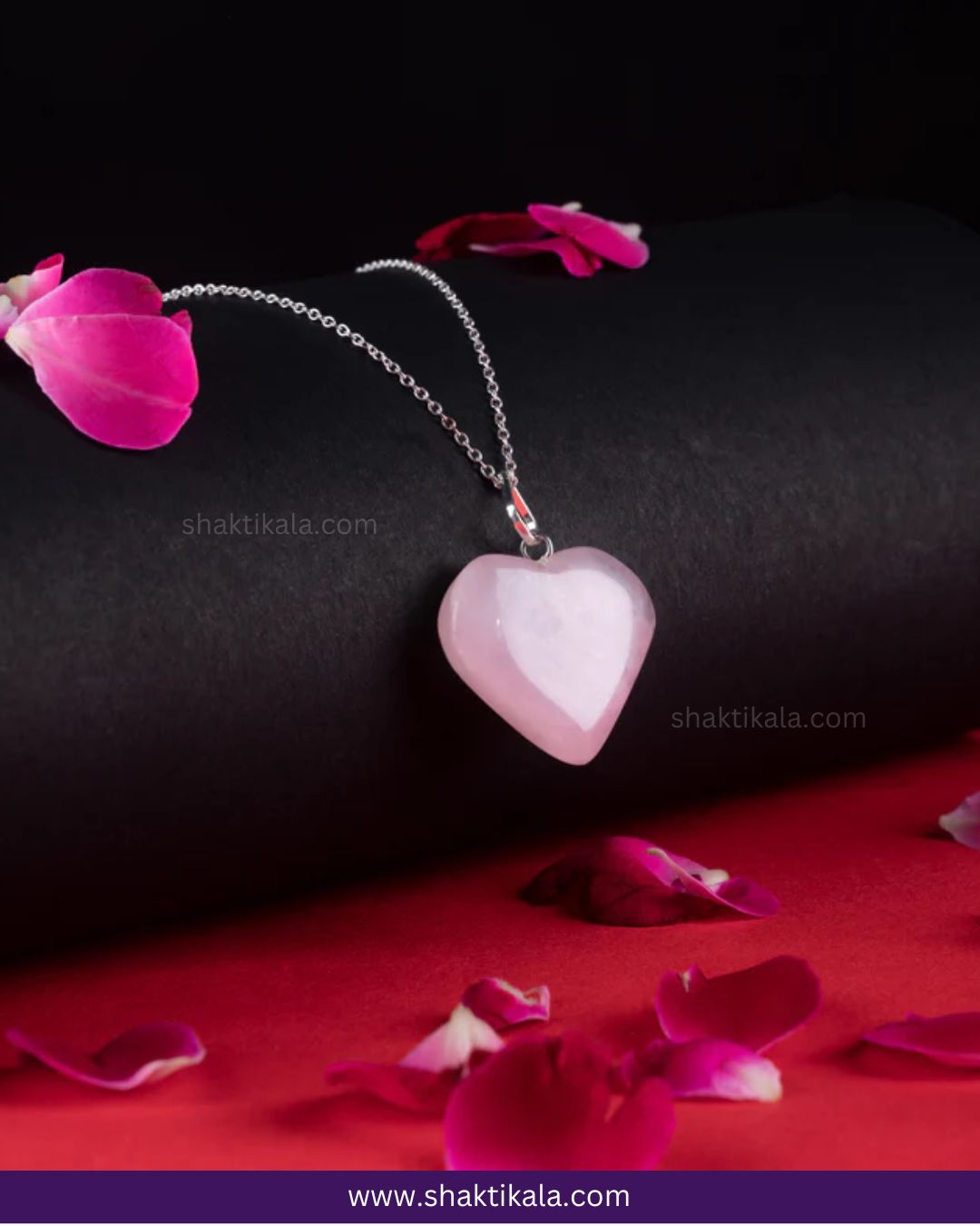 Rose Quartz Mini Heart Pendant Chain