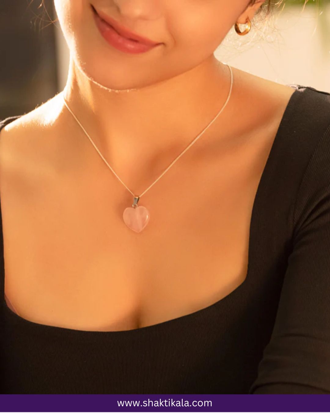 Rose Quartz Mini Heart Pendant Chain