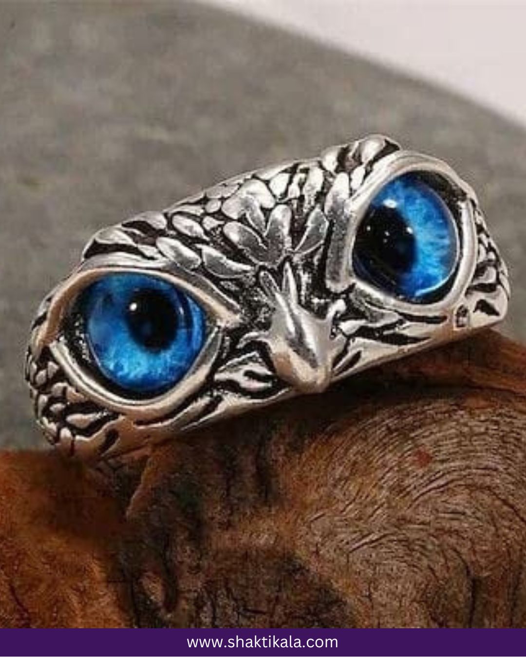 Blue Eye Owl Ring
